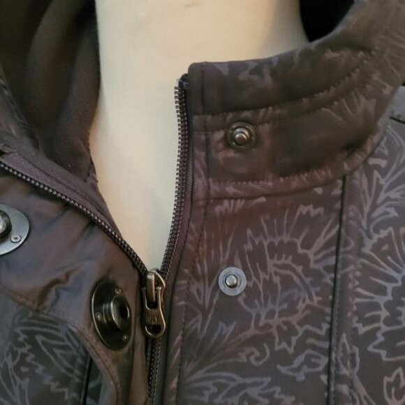 Lucy Athletic Jacket Coat Gray Floral Print Hood Hooded Size XS Lightweight - Picture 4 of 10